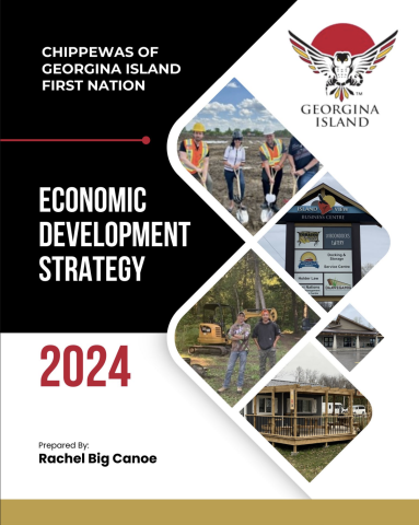 Cover image of strategic plan showing local businesses and people with tools and equipment.
